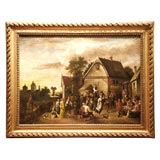 Dutch 18th c Genre Scene Oil on Canvas