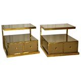 Pair End Tables in Bronze and Amber Mirror