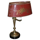 Brass lamp with tole shade Brass lamp with tole shade