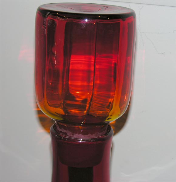 American Huge Amberina Blenko Decanter