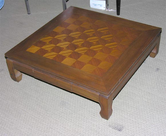 Walnut chess table with drawers