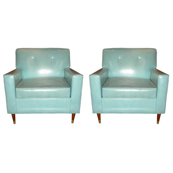 Pair of 50
s Turquoise Vinyl Chairs