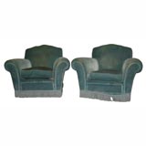 Pair of Velvet French Club Chairs