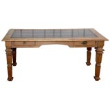 1940s Oak Desk with Leather Top