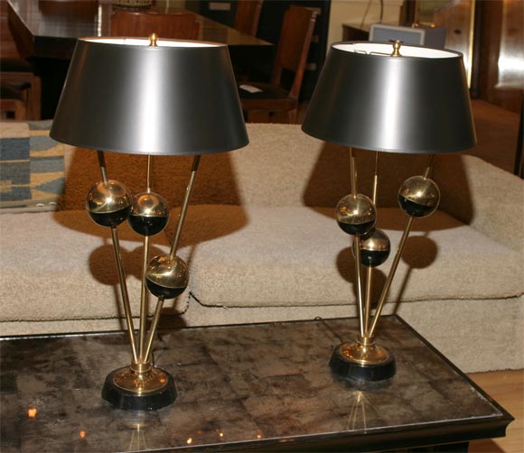 tall table lamps with brass spheres