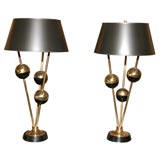 tall table lamps with brass spheres