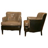 pair of upholstered 1930s club chairs