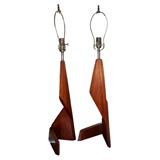 Pair of Wood Freeform Lamps