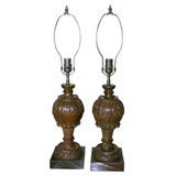 Vintage Pair of Carved Ballustrade Lamps