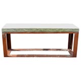 Retro Stone Top and Metal  Outdoor  Benches