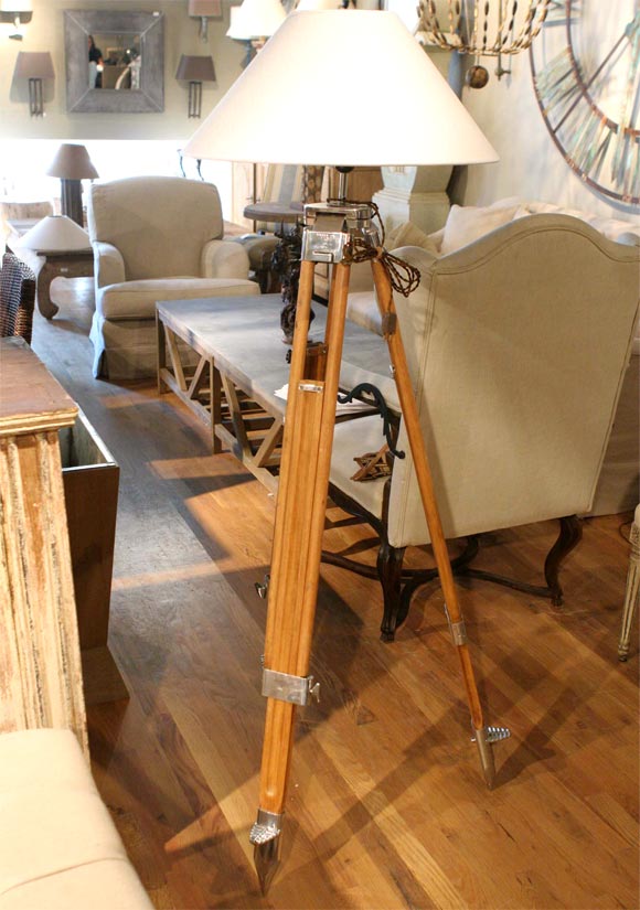 Swiss surveyor's tripod lamp. Circa 1940's.