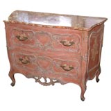 C. 1930 Painted Wood Bombe Chest/ Marble Top