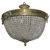 French crystal and bronze basket chandelier