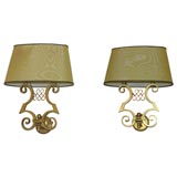 Signed French Art Deco Wall-Sconces by Leleu