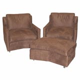 Pair of Baker chairs and ottoman