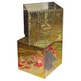 Pair of brass studded cubes