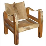 Unusual Niangon Modernist Chair Covered with a Lion Skin