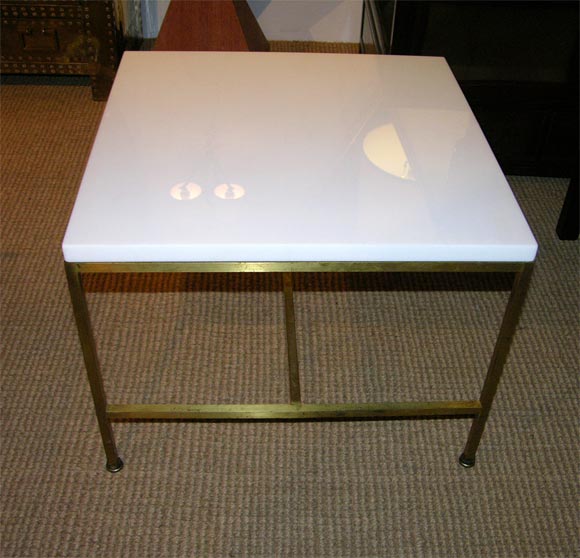 Mid-Century Modern American White Glass Top Occasional Tables by Paul McCobb for Calvin For Sale