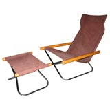 Vintage Japanese Modern Design chair and ottoman