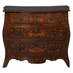 Dutch Marquetry Bombe Commode