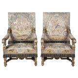 MAGNIFICANT Pr. Louis XIV Style of Gilt Wood Arm Chairs