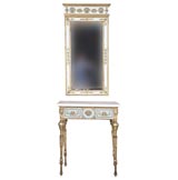 Classical Paint and parcel gilt classical console and mirror