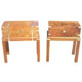 Pair of Mahogany and Brass Chests on Stands