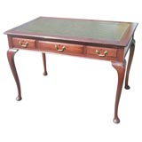 Mahogany Writing Desk with Green Embossed Leather