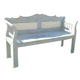 Painted Grey Pine Carved Bench