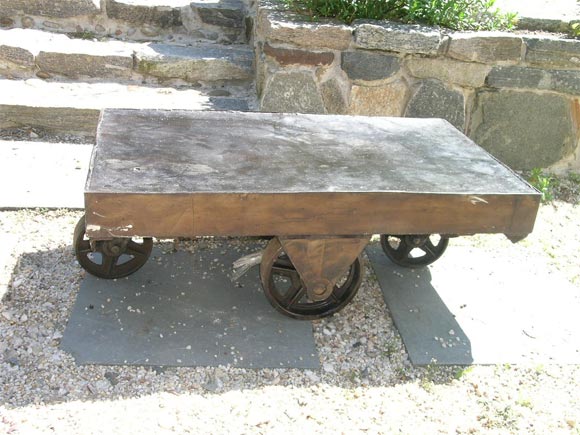 Industrial Iron Cart with Wheels
