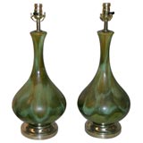 PAIR OF CERAMIC LAMPS WITH A DRIP GLAZE