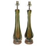 PAIR OF HAND BLOWN GLASS LAMPS