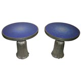 SPECTACULAR PAIR OF MOSSAIC GLASS END TABLES ON TASSEL BASES