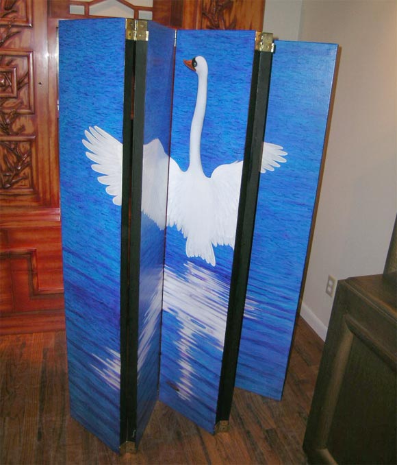 Swan Screen by Lynn Curlee In Excellent Condition For Sale In New York, NY