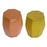 Two Oriental Storage Barrels or End Tables, priced per piece.