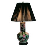 Vintage A Striking Floral Lamp with String Shade
