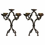 #3273 Pair of Five Arm Candelabras in Style of Poillerat