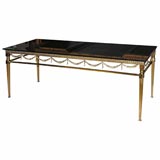 #3238 Chic Brass Coffee Table with Black Glass Top