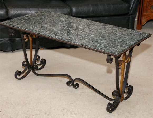 Iron Coffee Table with Marble Top