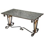 Iron Coffee Table with Marble Top