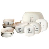 French Modernist Faience Luncheon Service