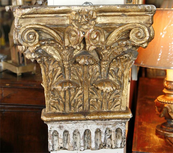 Italian Corinthian Gilt Column Capital