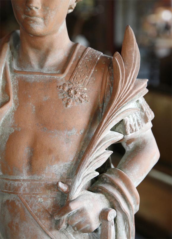 French Terra Cotta unglazed Statue, early 20th century In Good Condition For Sale In New Orleans, LA