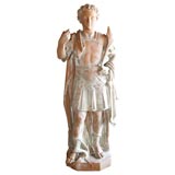 Antique French Terra Cotta unglazed Statue, early 20th century