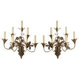 Pair Tole and Iron Painted Sconces