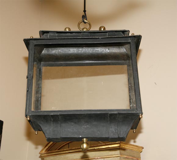 Iron Large French rectangular carriage lantern.