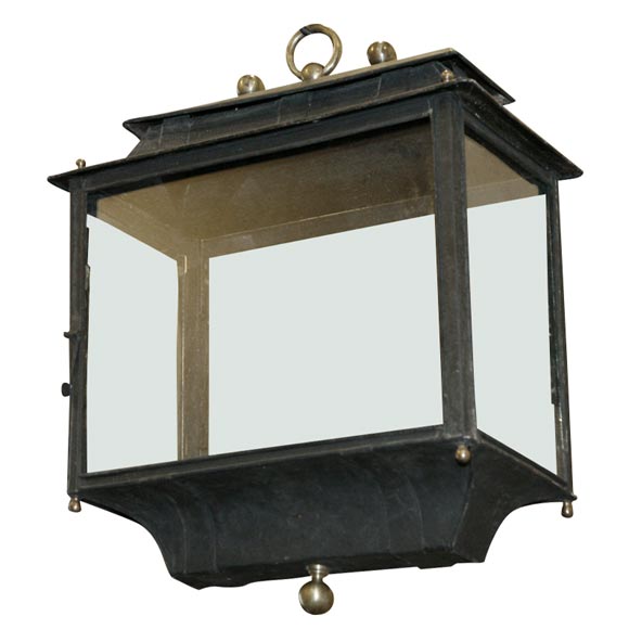 Large French rectangular carriage lantern.