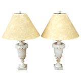 Pair of  Alabaster Urn Lamps