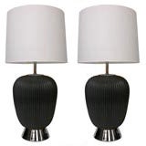 A Pair of Gunmetal "Gourd" Table Lamps by Lightolier