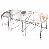 A Set of Silverplate and Mirror Cocktail Tables
